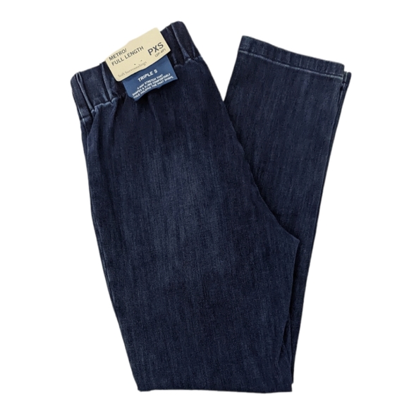 Soft Surroundings Metro Denim Jean Leggings NWT Womens Petite XS Dark Wash - Picture 9 of 11
